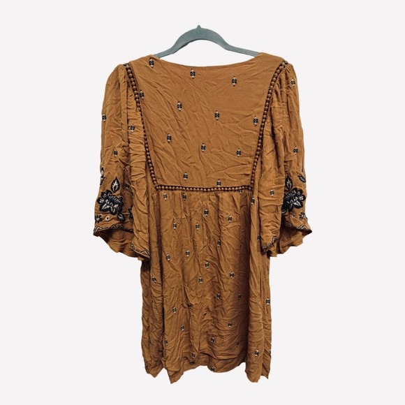 Coco + Jaimeson Brown Boho Bohemian Short Dress Size Large Festival Hippie - Picture 4 of 5